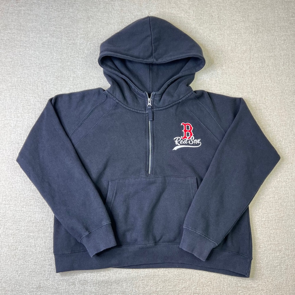 Boston Red Sox MLB Navy Blue Quarter Zip Hoodie Womens Large Soft as a Grape
